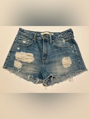 Lovers + Friends Distressed Light Blue Denim Shorts